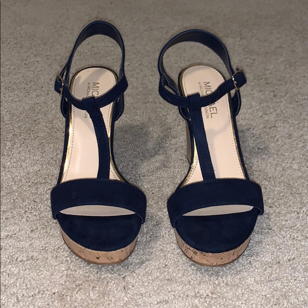 MICHAEL navy blue wedges